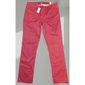 LOFT Red Printed Modern Straight Pants — NWT (Size 28/6)